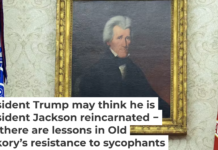 A painting of President Andrew Jackson hangs in the Oval Office on the day Donald Trump was inaugurated for the second time, Jan. 20, 2025. AP Photo/Evan Vucci)
